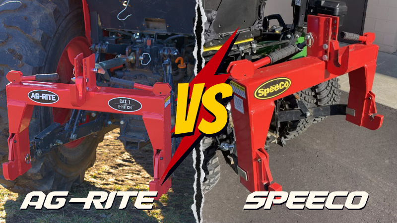Side-by-side comparison of Ag-Rite and Speeco quick hitches