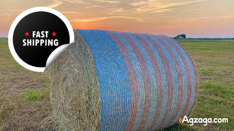 American Flag Net Wrap Hay Bales  