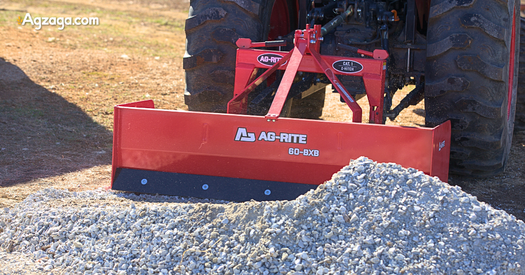 Image of box blade on a compact tractor